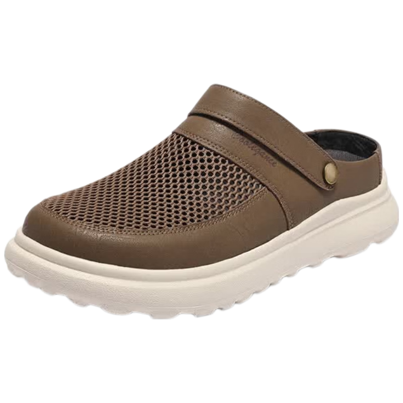 Belle Qixi Festival Gift Breathable Hole Shoes Men Summer Slip-On Lazy Shoes Thick Sole Closed Toe Sandals A1941BH5 Gray Size 40