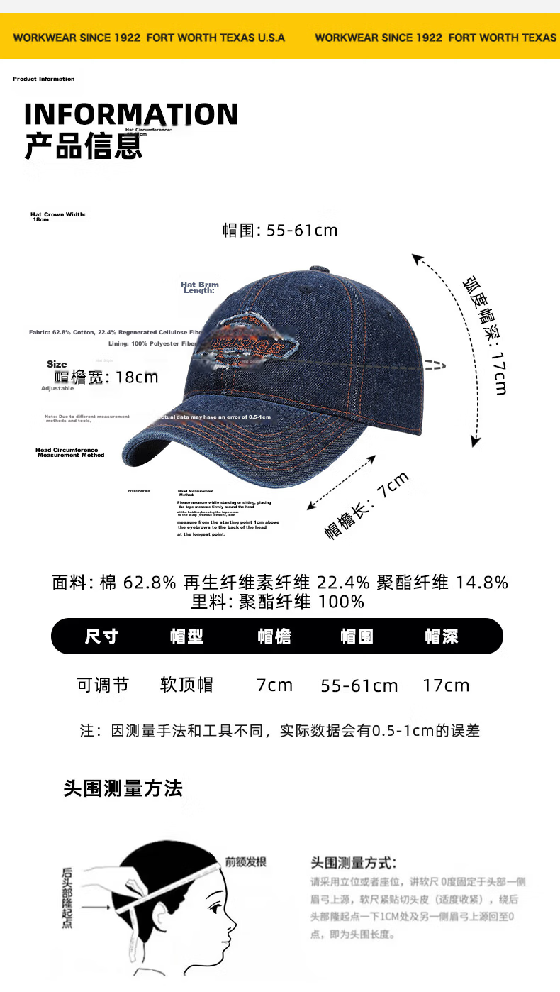 Dickies Distressed Vintage Baseball Cap Unisex Couple Sun Protection Deep Fit Duckbill Hat Light Blue 7