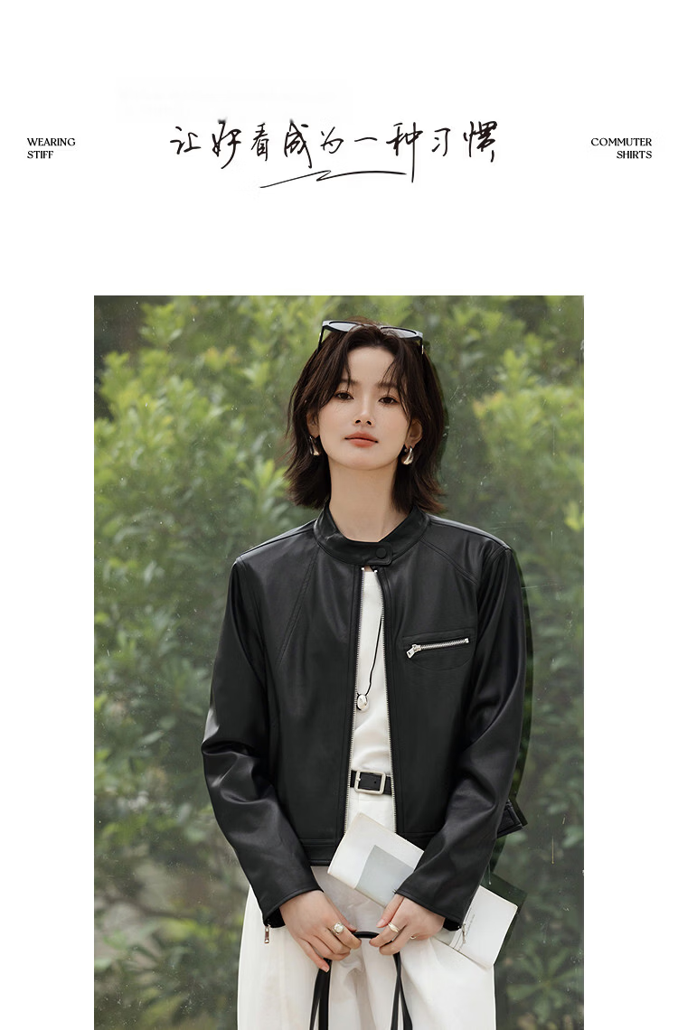 Demana Vintage Street Spring Motorcycle Style Stand Collar Asymmetric Patchwork Loose Short Petite Women's Jacket 10