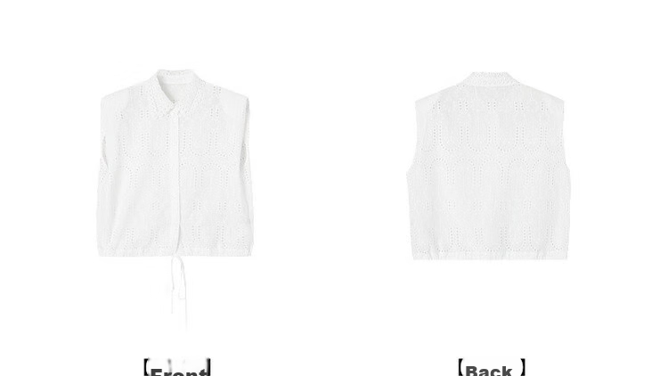Demana Oxygen Pure Cotton Summer Elegant Lace Embroidered Hollow-out Short Shirt with Designed Collar for Women 23
