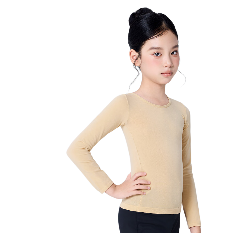 Aiwu Ge Children's Dance Base Layer Autumn Winter Fleece-Lined White Invisible Underwear Girls Practice Wear Light Nude XL Size