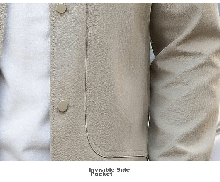 Caesar [Tencel Linen] Polo Collar Jacket Spring Summer Men's Workwear Solid Color Simple Breathable Casual Coat 8