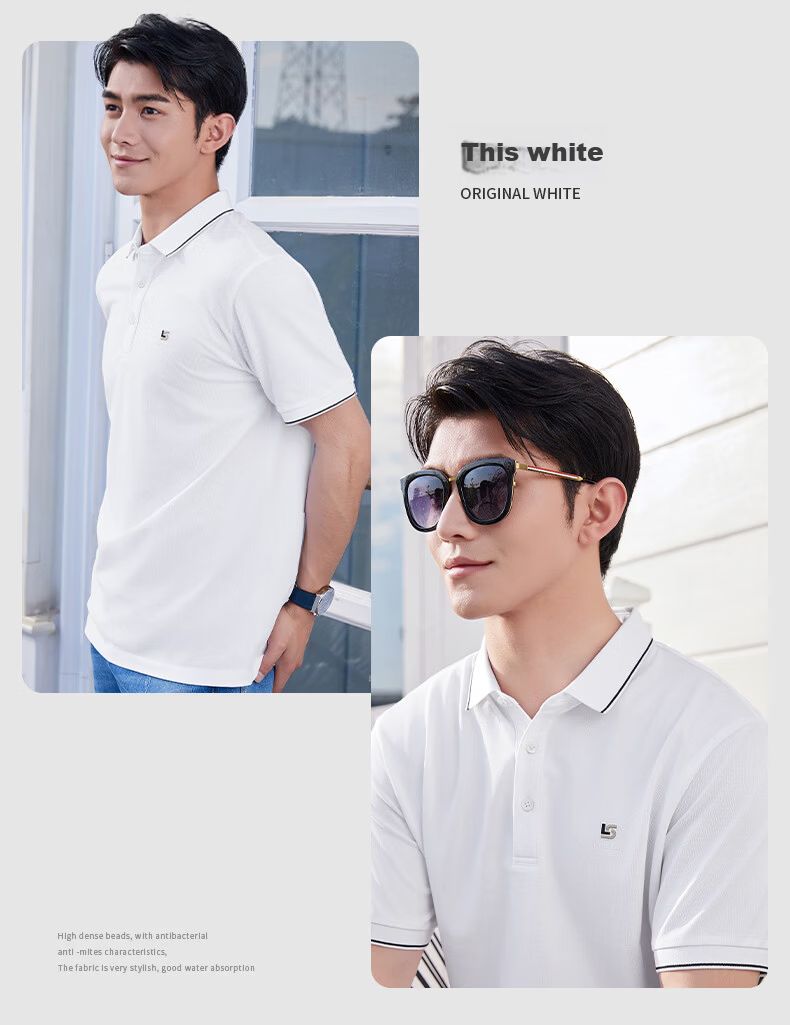 Laxton Men's Short Sleeve Summer Polo Shirt Antibacterial Moisture-Wicking Breathable Cooling Anti-Curling Navy Blue S 13