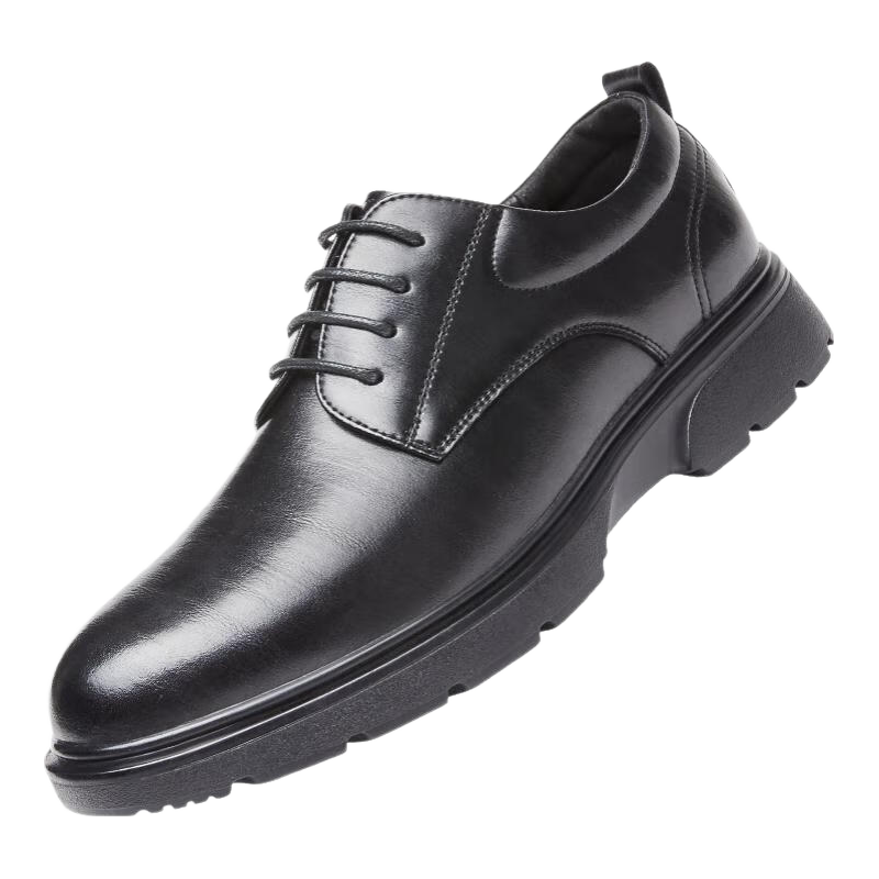 Huili Leather Shoes for Men, Black British Style Derby Shoes, Thick-Soled Wear-Resistant Work Shoes, Soft-Soled Lace-Up Formal Shoes for Men, Black, Size 41