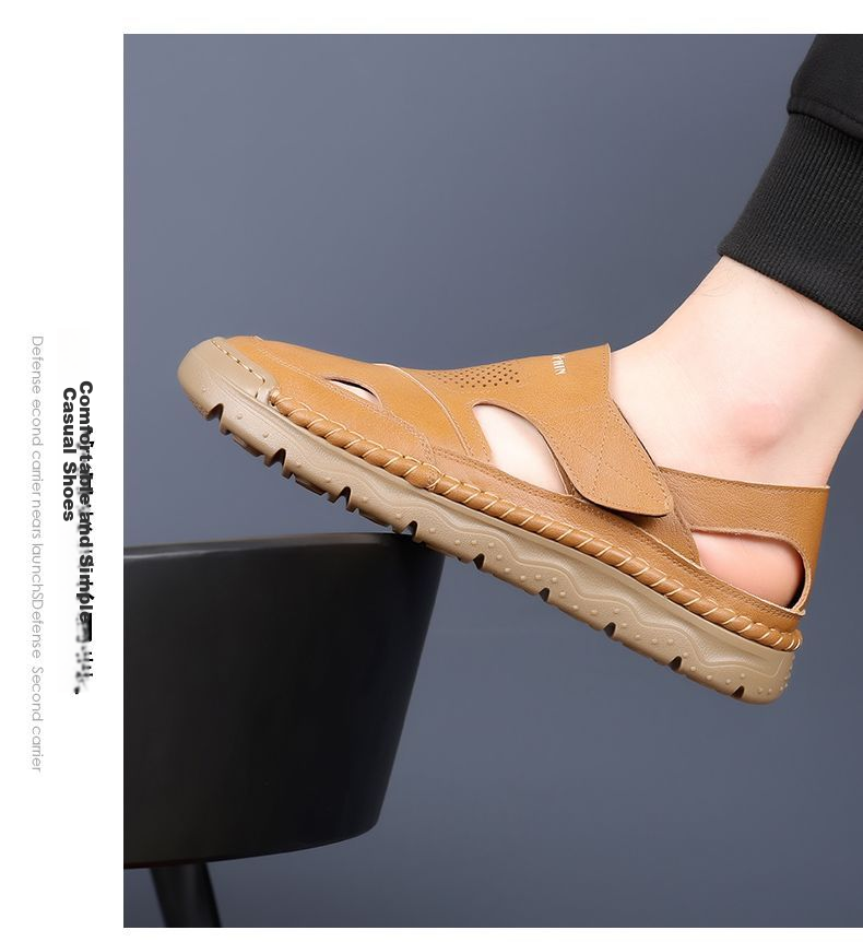 Jingzhenlianggong New Casual Sandals High-Grade Ultra-Soft Men's Breathable Sandals Wear-Resistant Non-Slip Yellow [Classic Model] Size 42 17