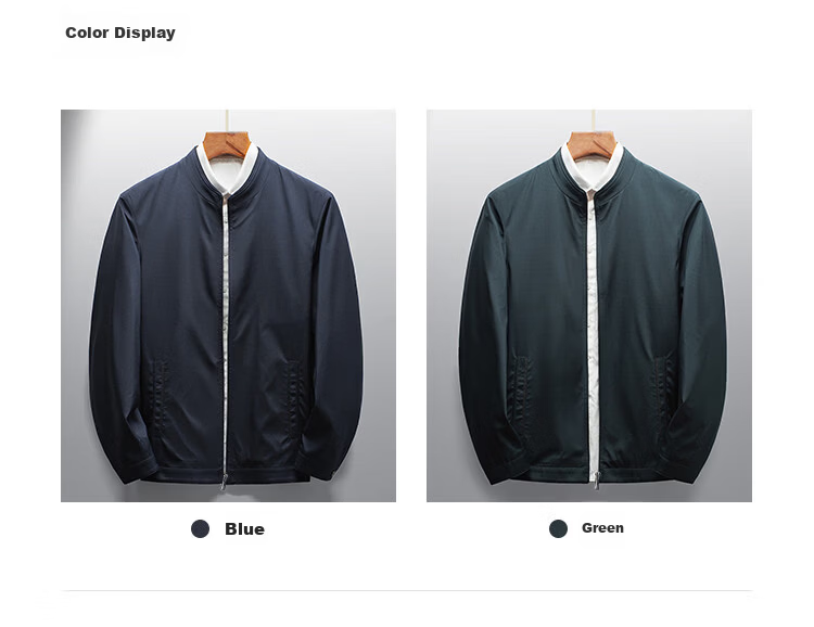 Caesar Stand Collar Jacket Men Spring Windproof Zip-up Business Casual Smooth Comfortable Commuter Coat 9