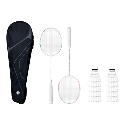 JD Original Full Carbon Badminton Racket, Durable Ultra-Light Fresh Color Scheme Pre-Strung Set, Li Ren 700 Pair