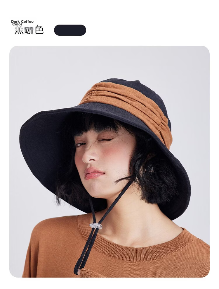Lagur Breath Forest Natural Ramie Handmade Wide Brim Bucket Hat Women Sun Protection Summer Khaki 23