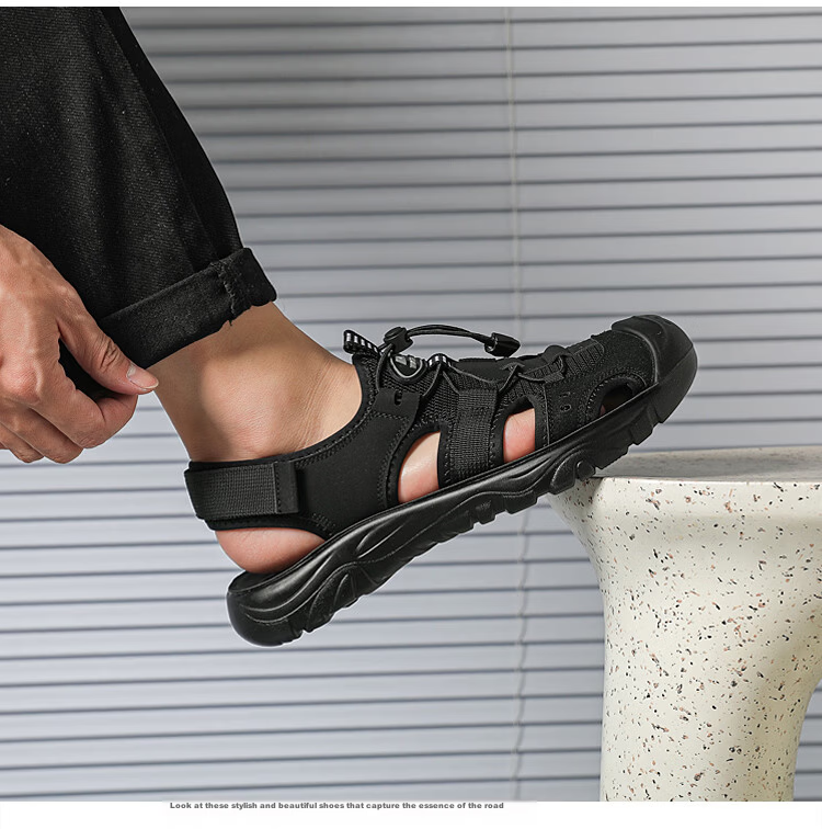 Warrior Men's Summer Outdoor Beach Sandals Versatile Breathable Slippers WSL(WZ)-1655 Black Size 40 8