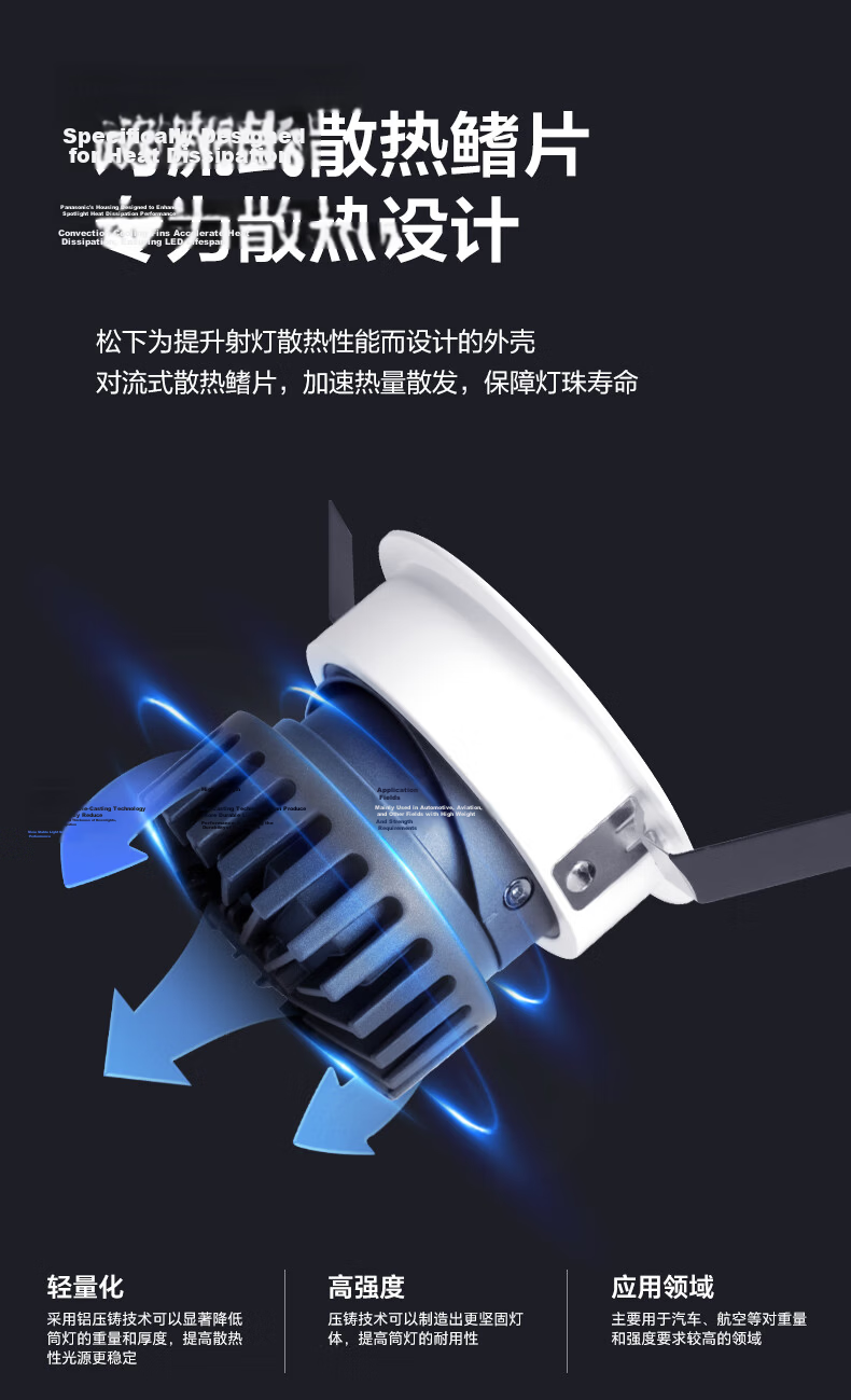 Panasonic Jiafang LED Recessed Downlight Full Spectrum Anti-Glare Living Room Ceiling Spot Light 12W Tri-Color 24° Beam Angle 75mm Cutout 9