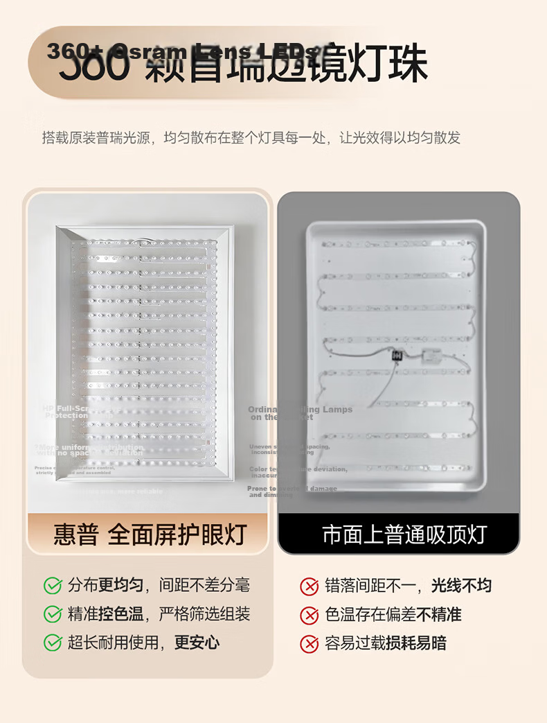 Huipu Ceiling Light, Living Room Lamp, Puli Guang Electric Eye Protection, Ultra-Thin Simple Smart Control Bedroom Light, Whole House Lighting Set, Chenzhi Guang 9