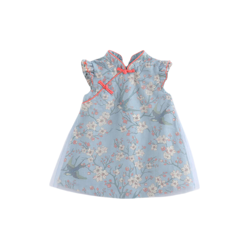 MARC&JANIE Girls' New Chinese-Style Hanfu Tulle Princess Dress, Children's Cheongsam Dress, Summer 2025 Collection, 550535