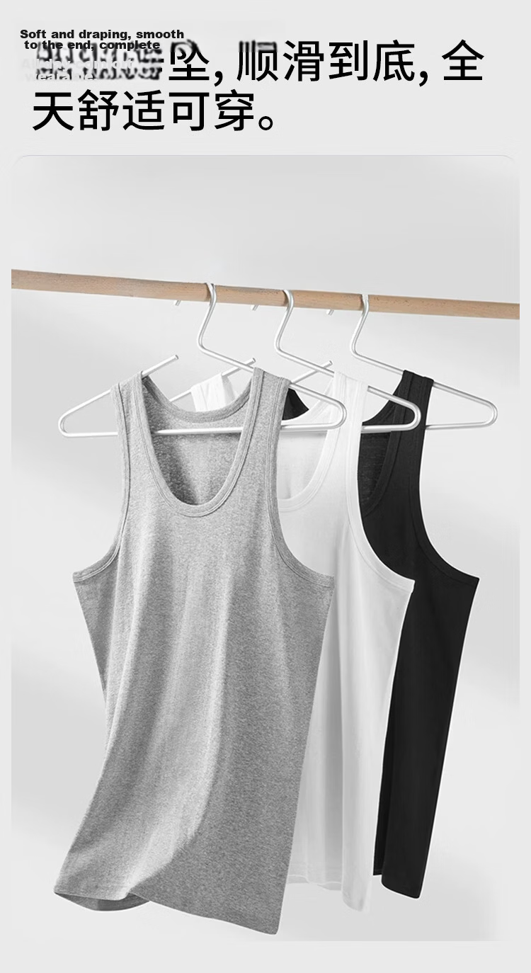 Nanjiren 100% Cotton Men's Sleeveless Vest Middle-aged and Elderly Summer Antibacterial Slim Fit Sports Tank Top Basic Sweatshirt 6