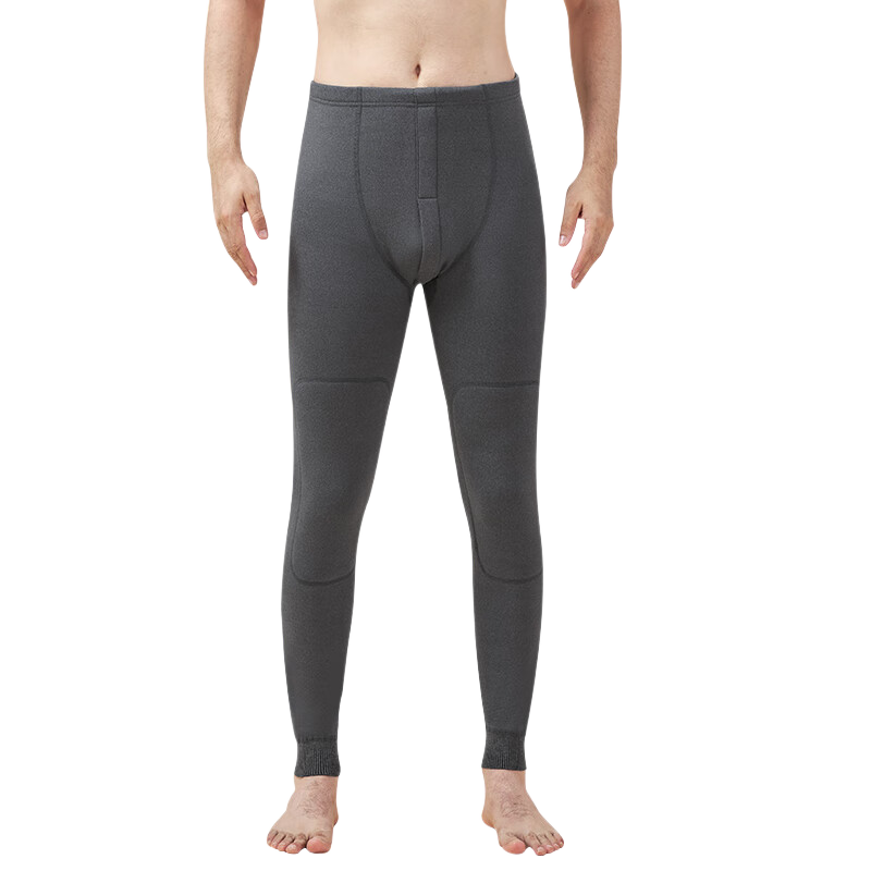 Me feeling Men's Thermal Pants Autumn Winter New Thickened Fleece Lined Wool Silk Knee Support Slim Fit Base Layer Pants Plus Size