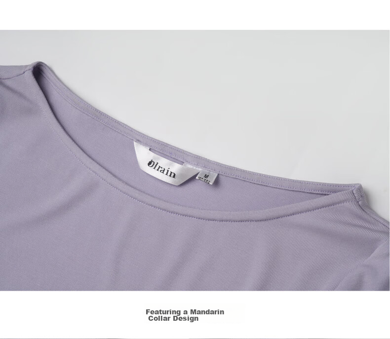 Olrain Eurielle French Style Off-Shoulder Top Women's Spring New Ruffled Slim Fit Long Sleeve T-Shirt Purple L 24