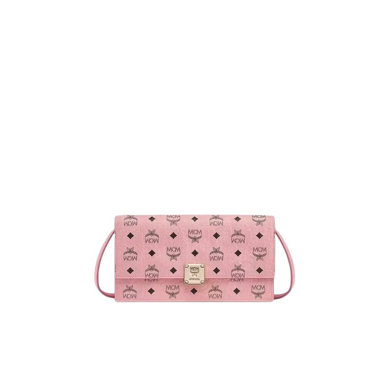 MCM AREN Pink Crossbody Shoulder Envelope Wallet Card Holder Gift