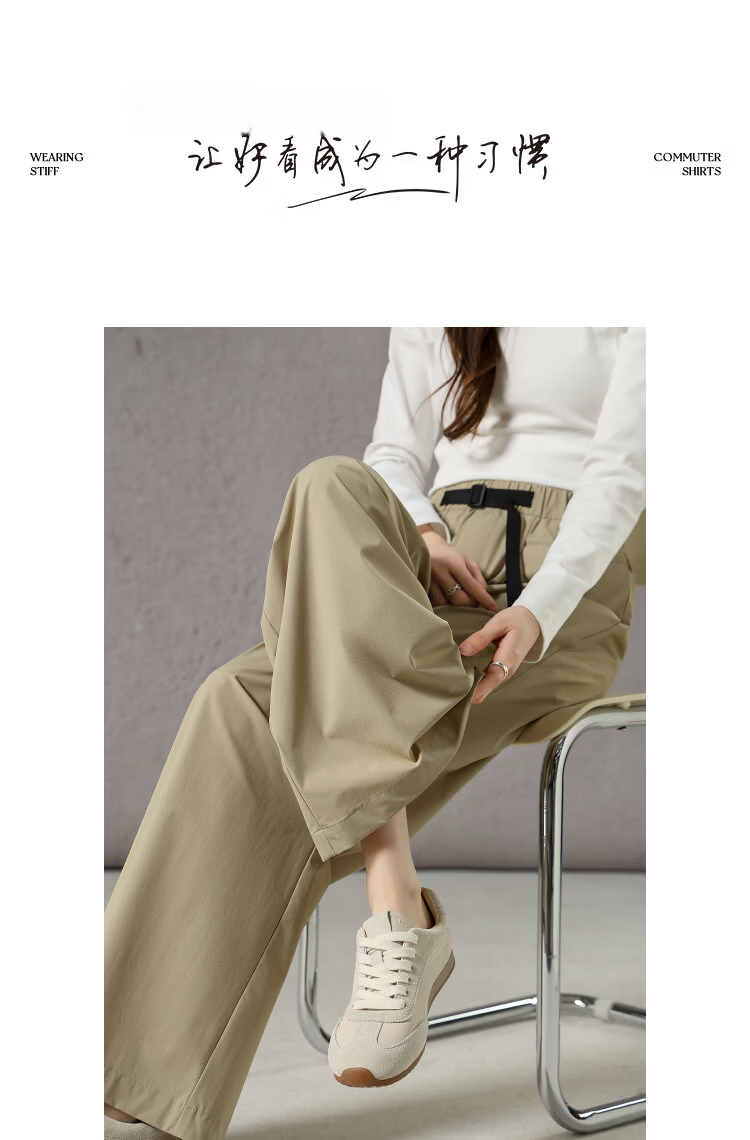 Demana Anti-Mite Antibacterial Spring Simple Style High-Waist Pleated Straight Loose Slimming Casual Pants for Women Premium Feel 10