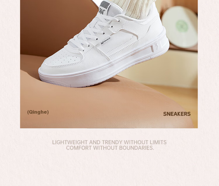 361° Qinghe 2 New Trendy Platform Leather Casual Sneakers Women's White Shoes 682636618-4 6