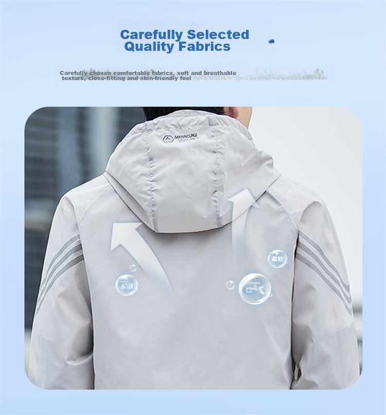 JEEP SPIRIT Men's Summer Ice Silk Lightweight Jacket High-End Outdoor Coat Light Gray XL 2