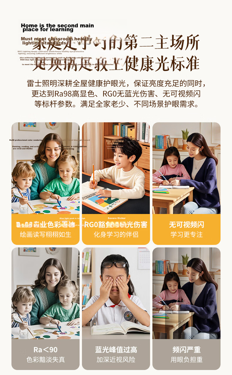 NVC Future Light Full Spectrum Eye Protection Ceiling Lamp Ra98 Smart Control Bedroom Light 60W Round White 5