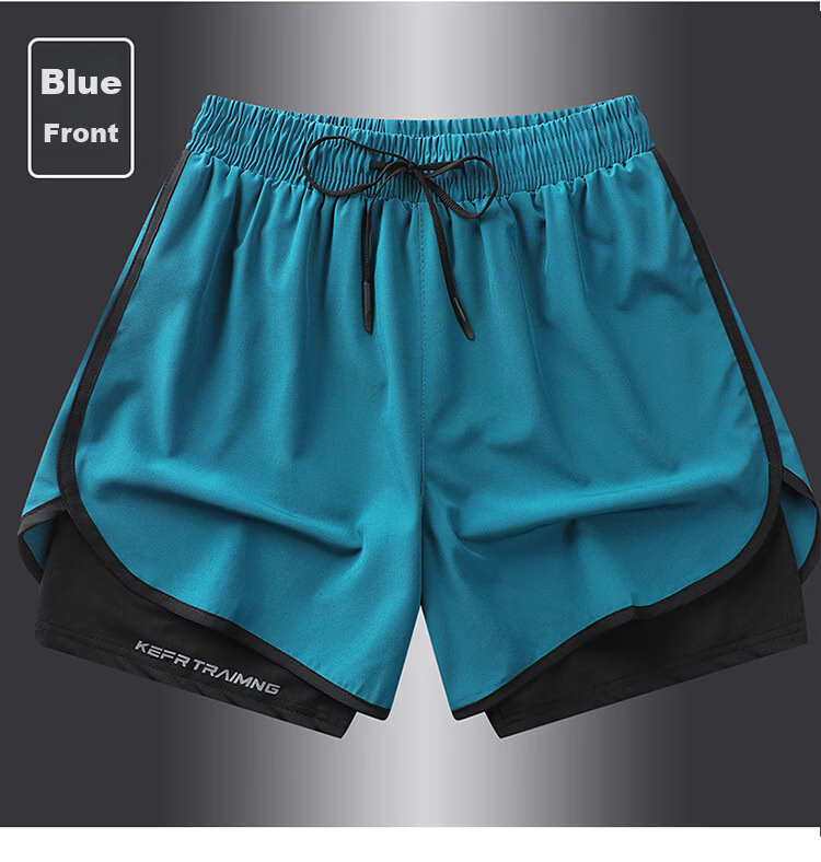 TUCANO Men's Breathable Cooling Quick-Dry Outdoor Sports Running 3D Fake Two-Piece Shorts Black 3XL 17