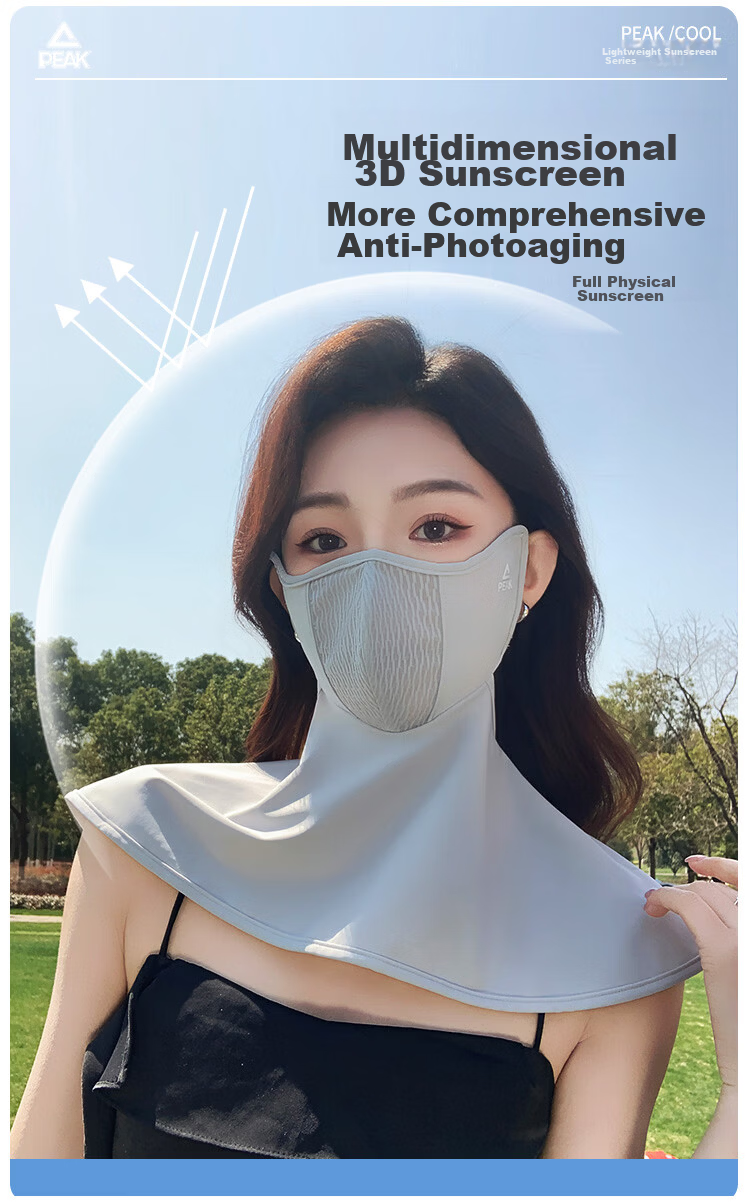 Peak Sun Protection Face Mask Small Face Lace Breathable Ice Cooling Full Face Neck Outdoor Cycling UV Protection Sun Shield 13