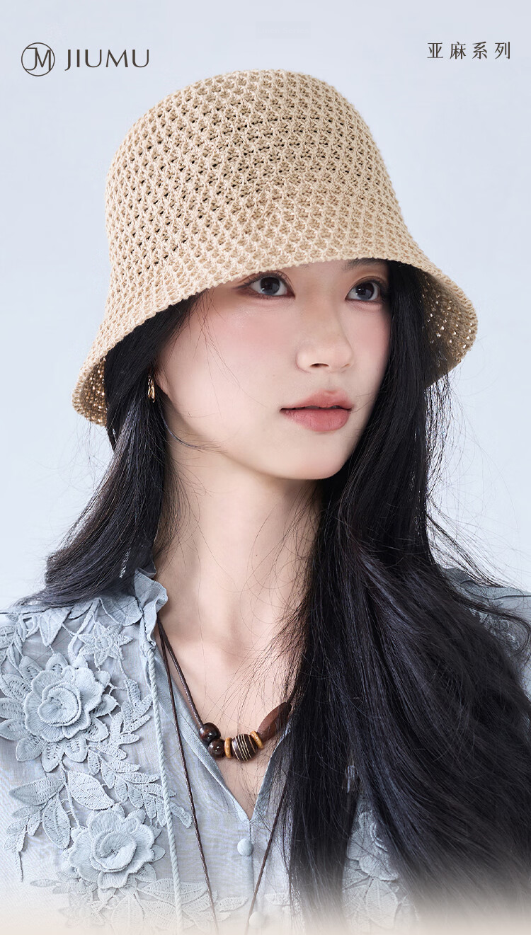 JIUMU Linen Women's Sun Hat Sunshade Fisherman Hat Cotton Cool Hat Summer Outdoor Face Cover Beach Vacation Hat for Women 1
