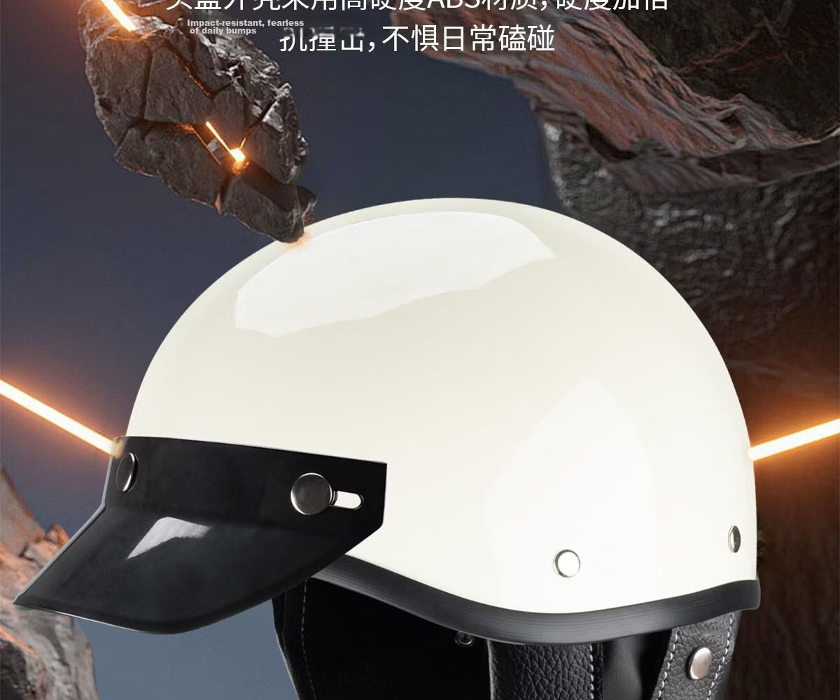 CYCKING New National Standard 3C Certified Motorcycle Helmet Unisex Electric Vehicle Retro Half Helmet Four-Season Universal Safety Cap 5