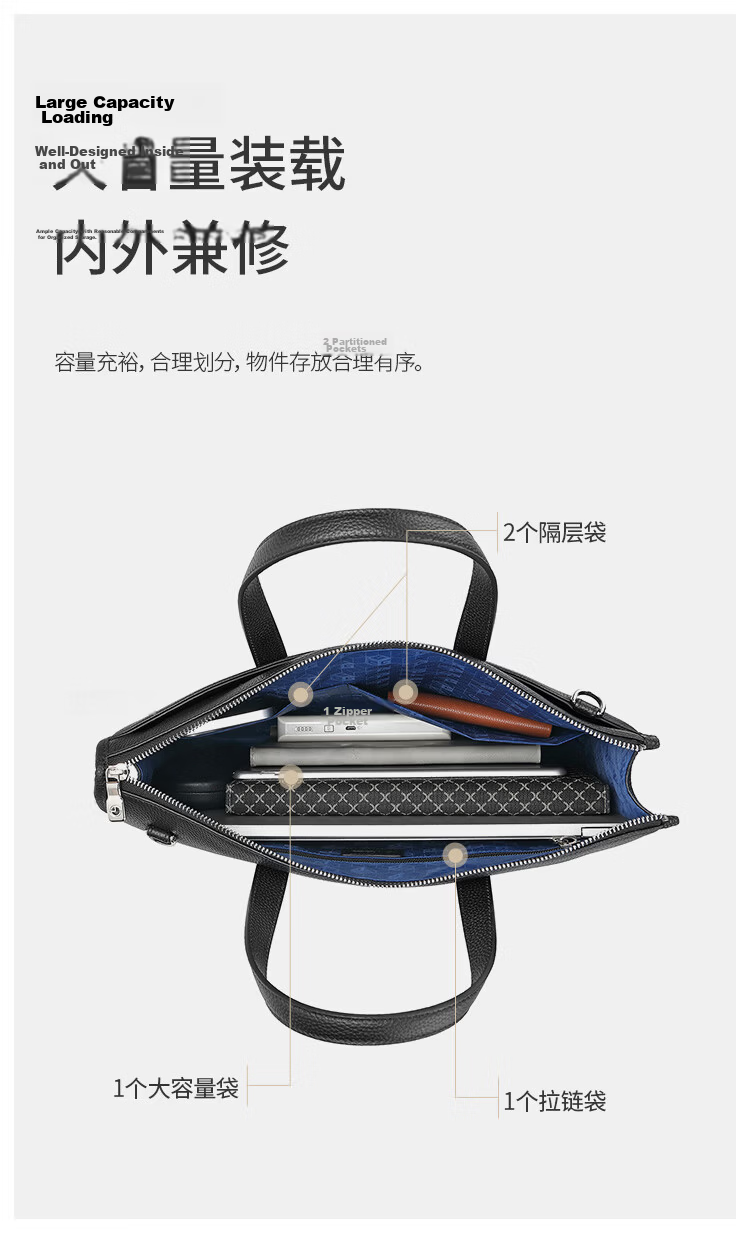 Goldlion Large Capacity Briefcase, Horizontal Style Business Handbag for Men, Laptop Bag, Birthday Gift 7