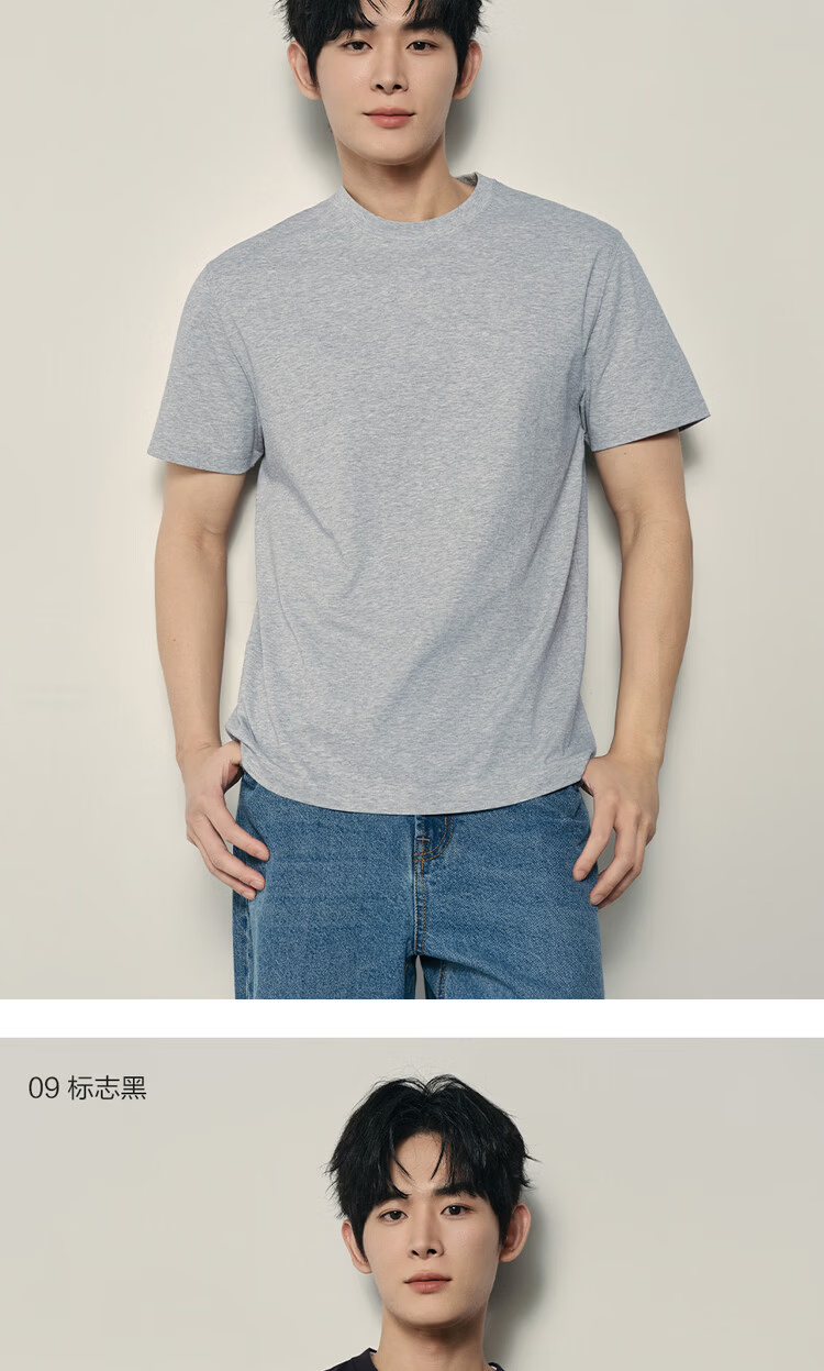 Giordano Korean Style Men's Short Sleeve T-Shirt 2026 Summer Solid Color Crew Neck Casual Top 01026528 15