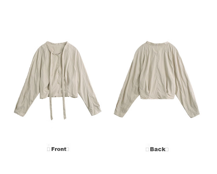 MT Gentle Commuter Style Autumn Design Gathered Hem Tie Neck Long Sleeve Blouse 8