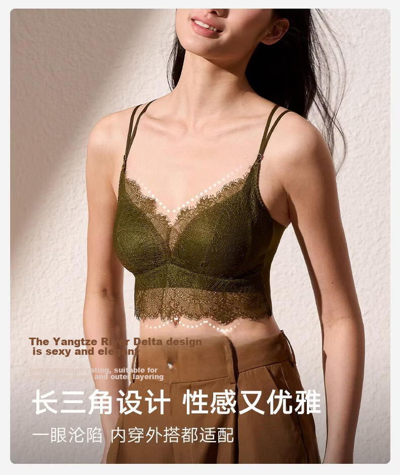 Manifen Lace Back Strapless Camisole Women's Mango Cup Sexy Padded Wireless Bra Integrated Underwear 7