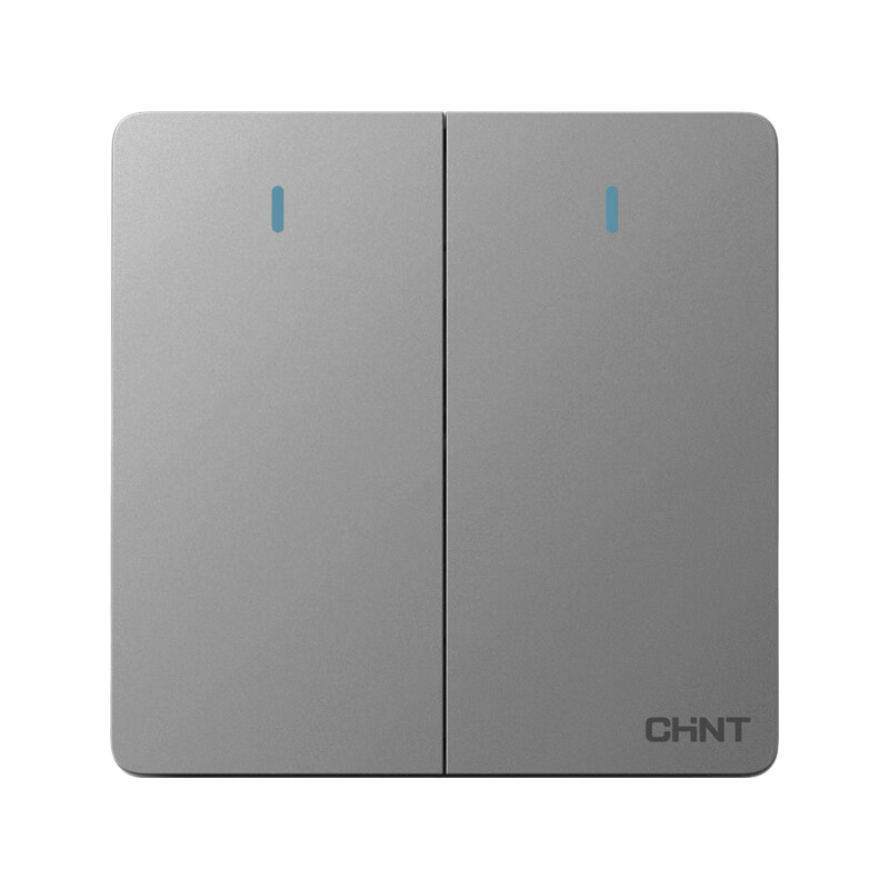 CHINT Switch Socket Wall Panel Home 86 Type Concealed Two-Gang Multi-Control Switch NEW6C Phantom Silver Gray