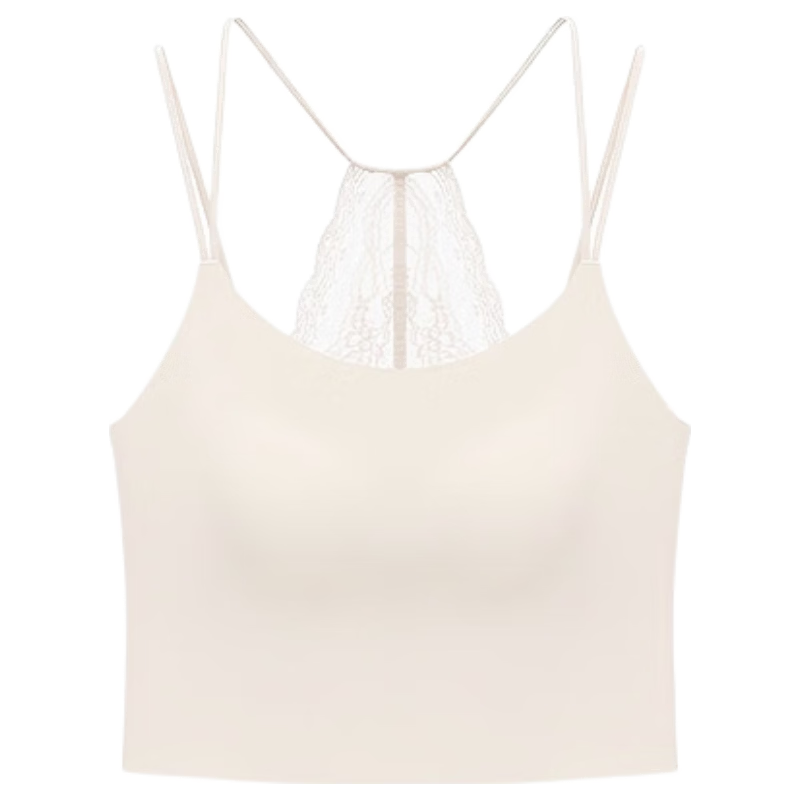 Manifen Lace Back Strap Tank Top Women Summer Cooling Sun Protection Inner Wear Outer Wear with Cup Wireless Integrated Bra Base Layer