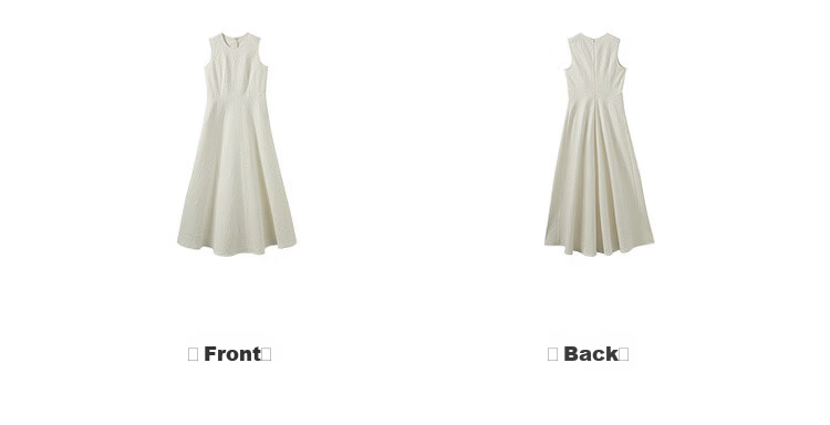 Mt "First Love White Moonlight" Summer French Luxury Textured Round Neck Sleeveless Waist-Cinched A-Line White Dress for Women 13