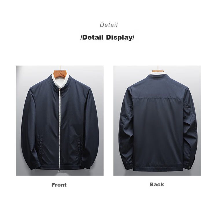 Caesar Stand Collar Jacket Men Spring Windproof Zip-up Business Casual Smooth Comfortable Commuter Coat 21