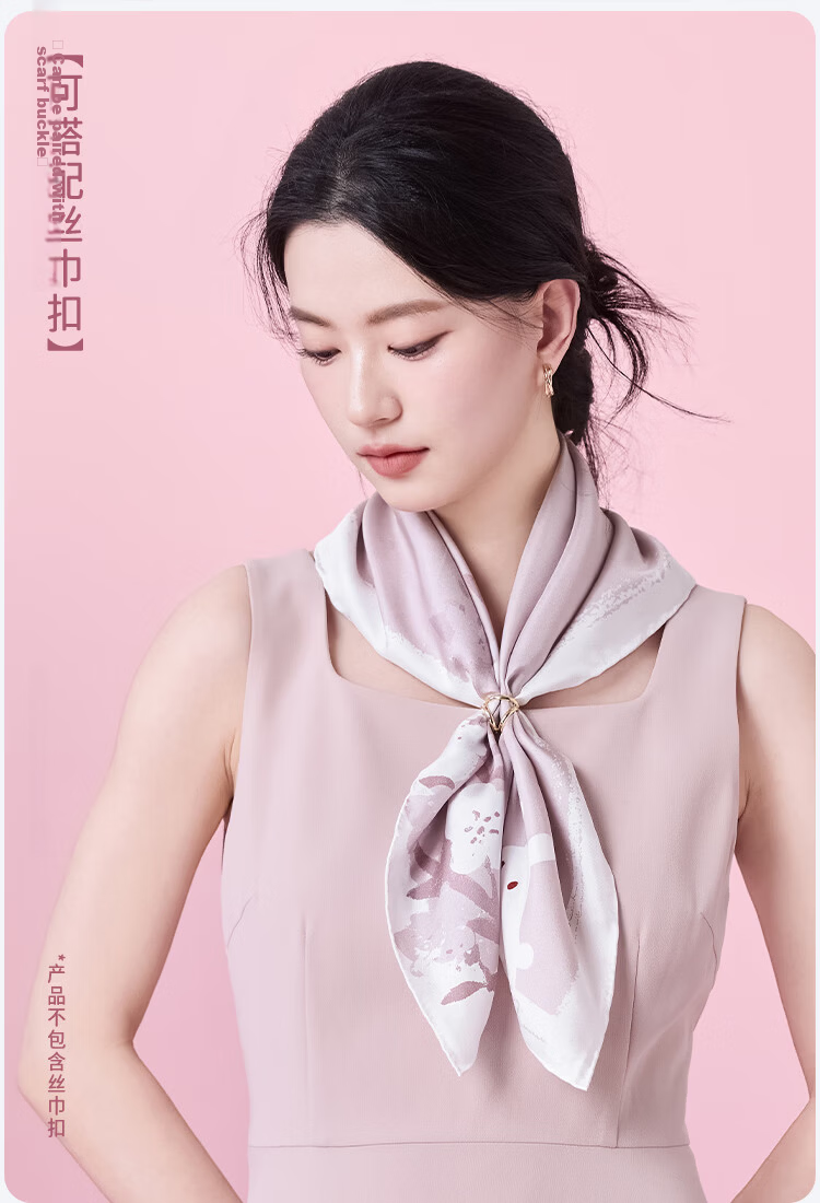 JIUMU 100% Mulberry Silk Scarf, Square Shawl for Women, Valentine's Day Gift for Girls, Birthday Present, Gift Box Packaging 10