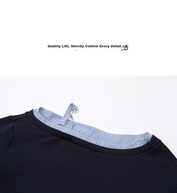 Demana Soft Air Layer Spring Design Asymmetric Shoulder Striped Patchwork Loose Petite Women's Sweatshirt 11