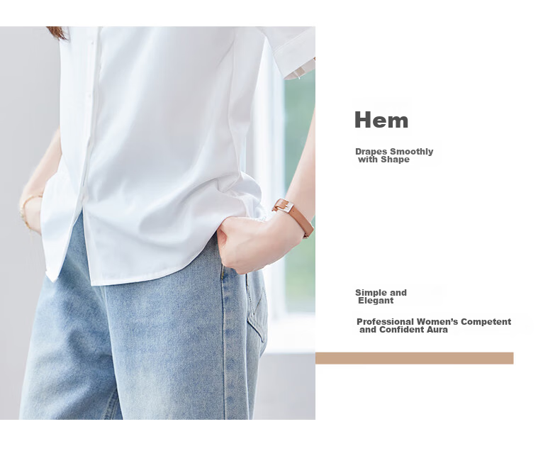 Jeanswest Women's Shirt 2026 Summer Fashion Elegant Commuter Short Sleeve Casual Versatile Top White 2XL 6