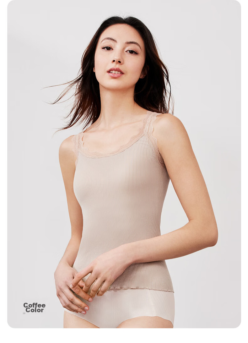 Maniform Women's Ribbed Sexy Lace Wearable Base Layer 3A Antibacterial Beautiful Back Tank Top 14