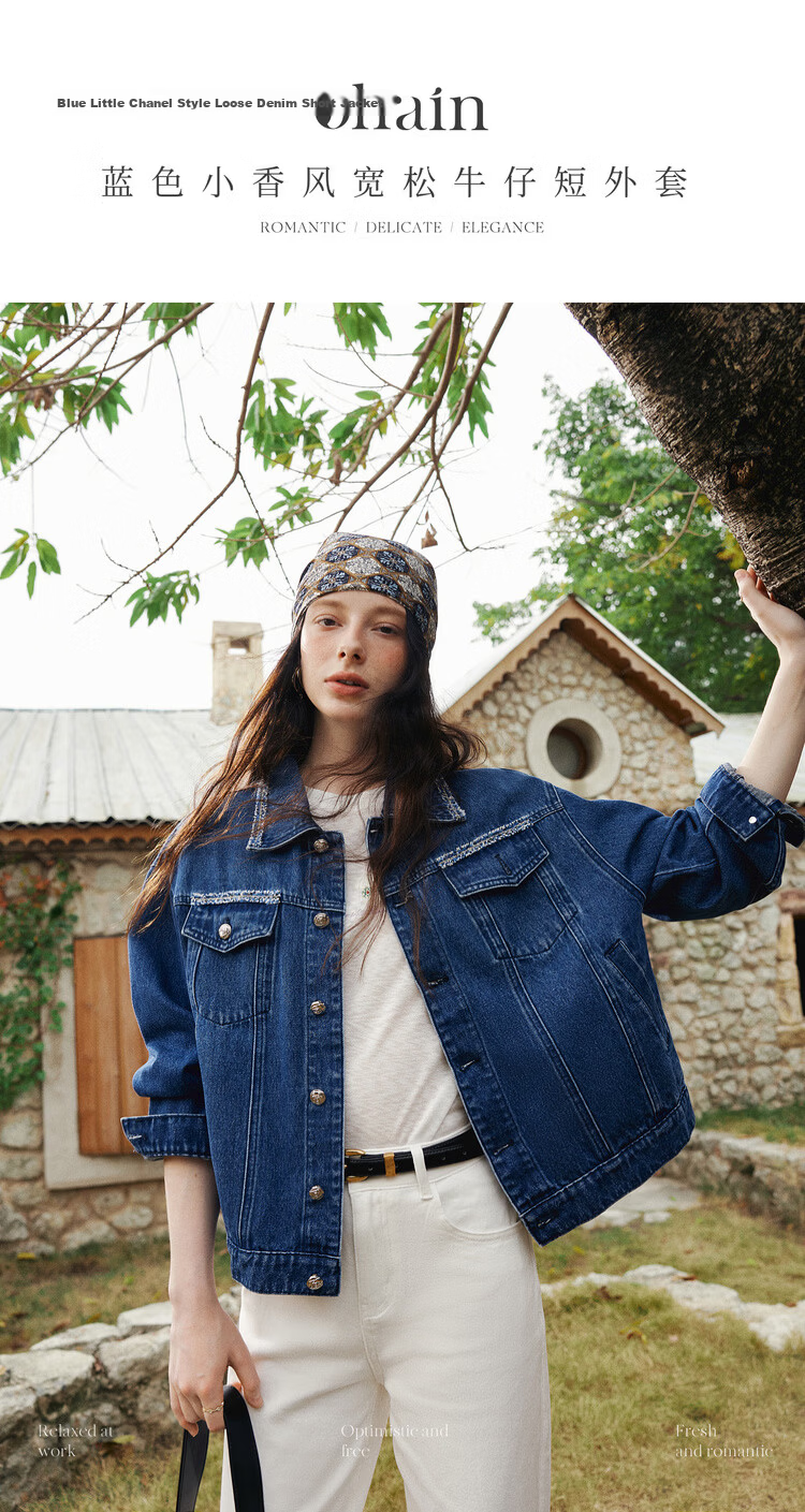 Olrain Eurielle Vintage Casual Denim Jacket Women Spring New Loose Short Coat Denim Blue L 1