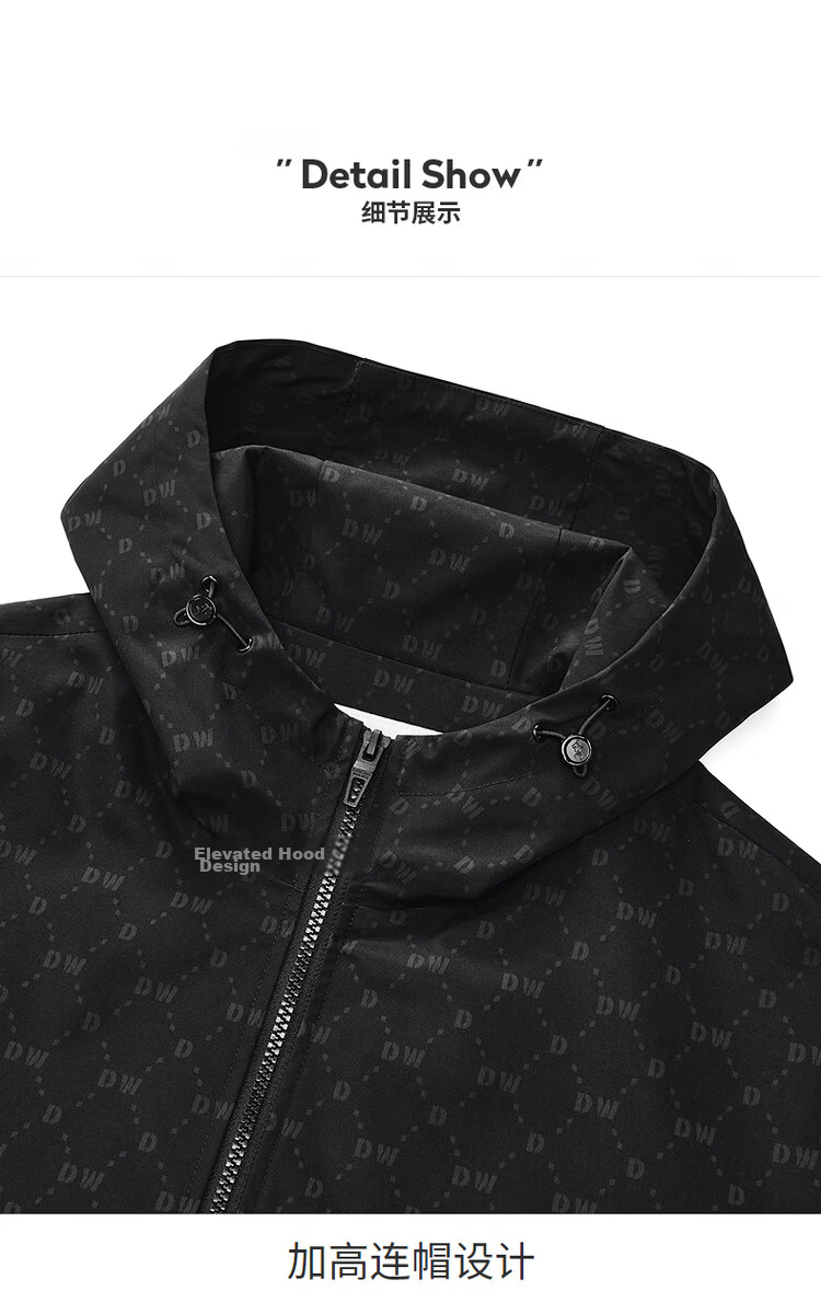 DANCING WOLVES Classic Monogram Print Fleece-Lined Hooded Casual Warm Men's Jacket 701 Khaki 2XL 12