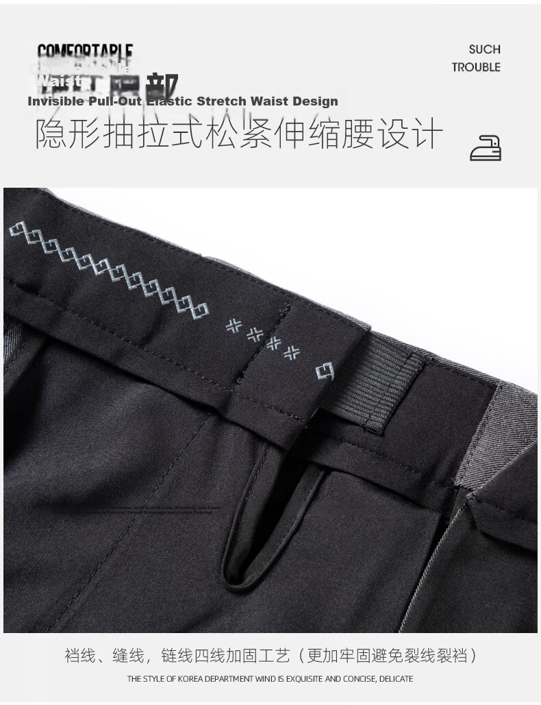 FIRS Men's Four-Season Business Casual Mid-Rise Straight-Leg Solid Color Dress Pants Black 36 8