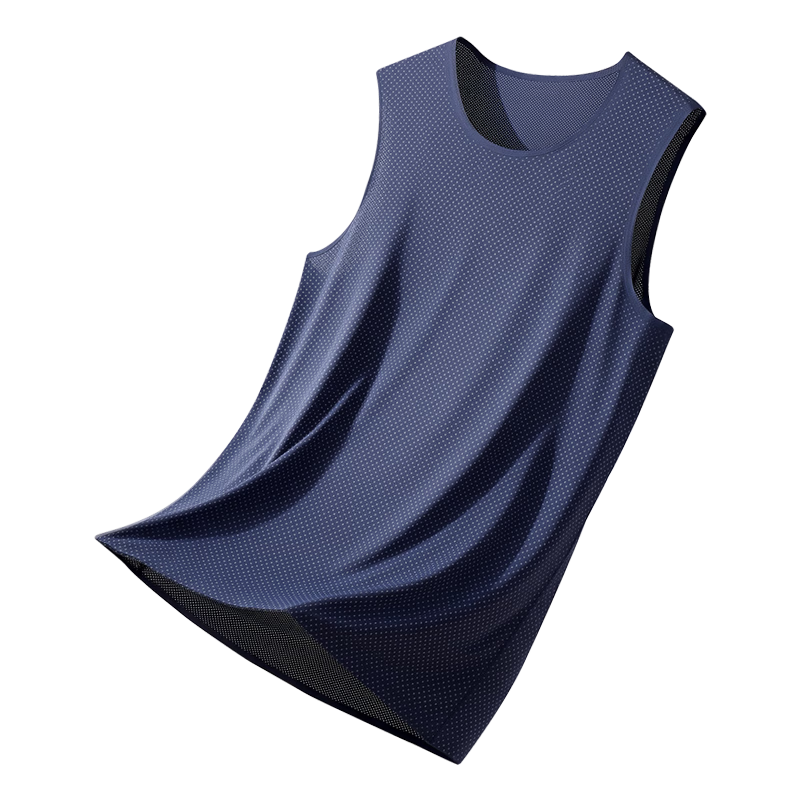Ordifen [Cool Summer] Ice Silk Mesh Men's Base Vest Wide Strap T-Shirt Cooling Sports Wearable Black L