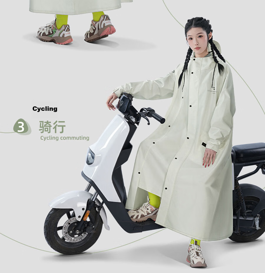 Zhengyu Women's Electric Bike Raincoat Adult Long Full-Body Anti-Storm Outdoor Hiking Rain Poncho New Model 5