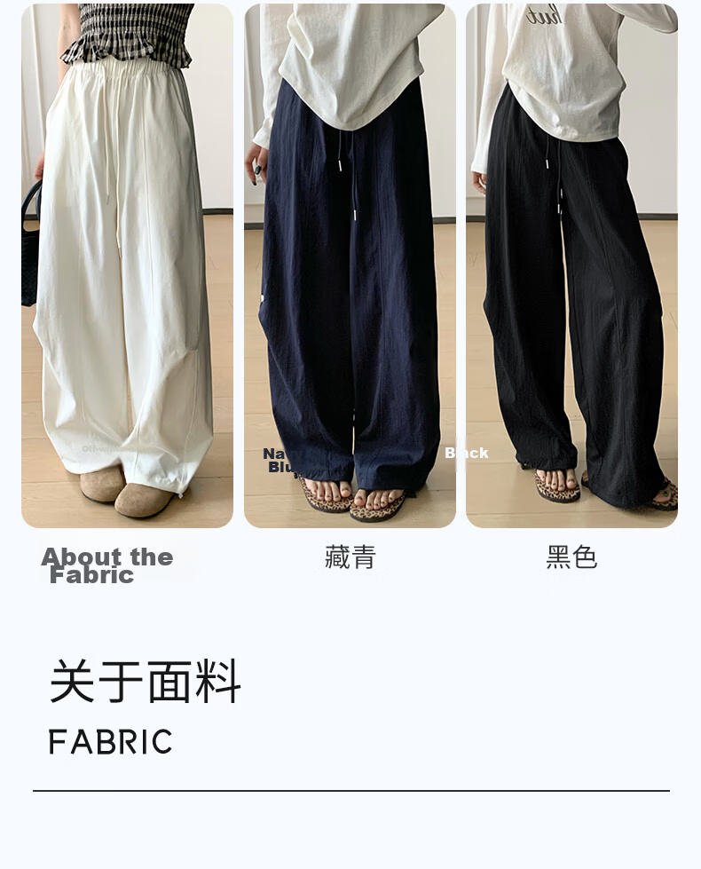 Langsha High Waist Casual Pants for Women Spring Summer Loose Straight Embroidered Washed Wide Leg Trousers Versatile Travel Long Pants Female 8
