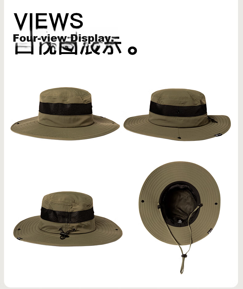 TOPEX Outdoor Wide Brim Hiking Hat for Men Summer Mountaineering Fishing UV Protection Breathable Quick-Dry Bucket Hat 15