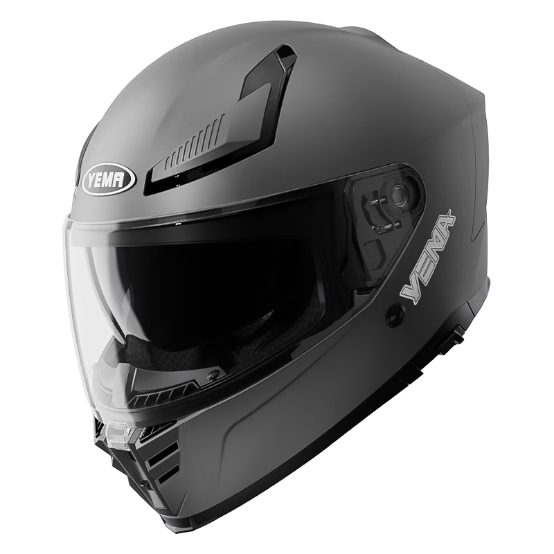 YEMA 3C Certified Motorcycle Full Face Helmet Unisex Winter Anti-Fog Warm Riding Safety Helmet Titanium Gray Size L
