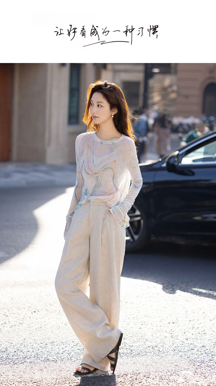 Demana Artistic Narrative Spring National Style New Chinese Positioning Printed Slim Knit Sweater for Petite Women 1