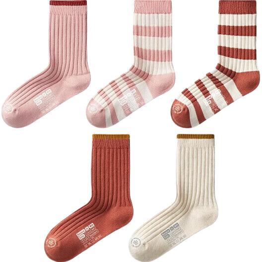 Bananain 311S Children's Socks for Boys And Girls, Combed Cotton Breathable Baby Big Kids 6-12 Years Old 7A Antibacterial Colorful Mid-Calf 5 Pairs Pack